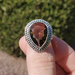 New Smoky Topaz Silver Ring.